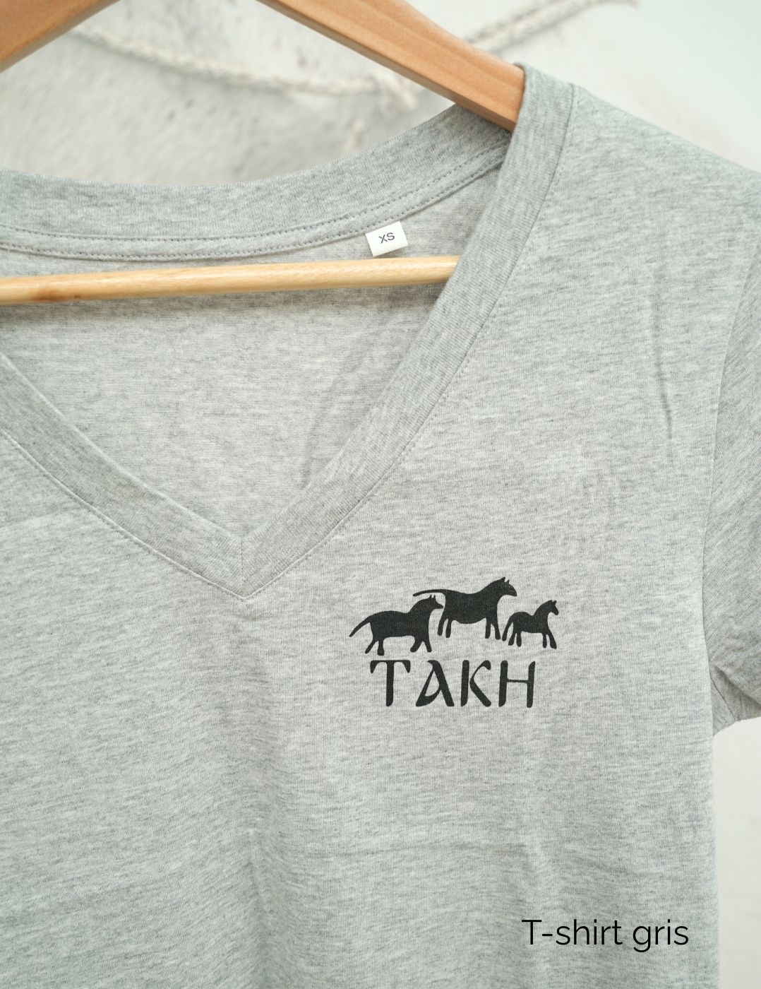 Tshirt gris col V Takh